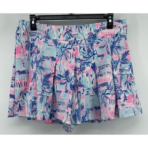 Lilly Pulitzer Luxletic Shorts Womens 16 Pink Tropical Floral Tennis Golf Built